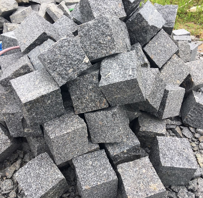 G341 Cube Stone Grey Granite Cobble Stone Cube Stone